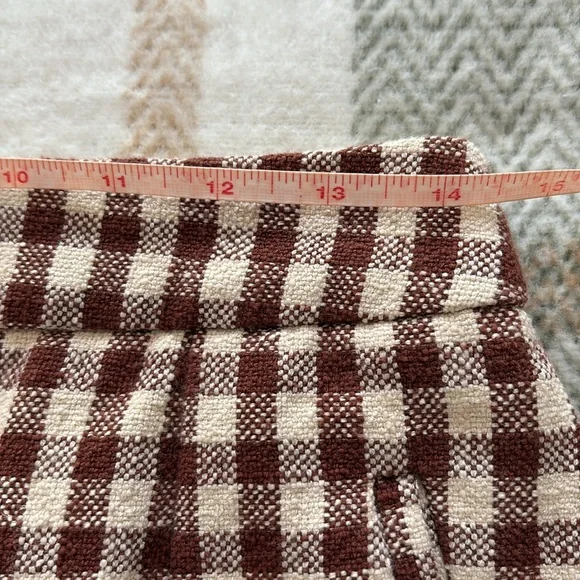 Sezane brown gingham/ecru  Martin crop trousers size 40/8 - Picture 11 of 11
